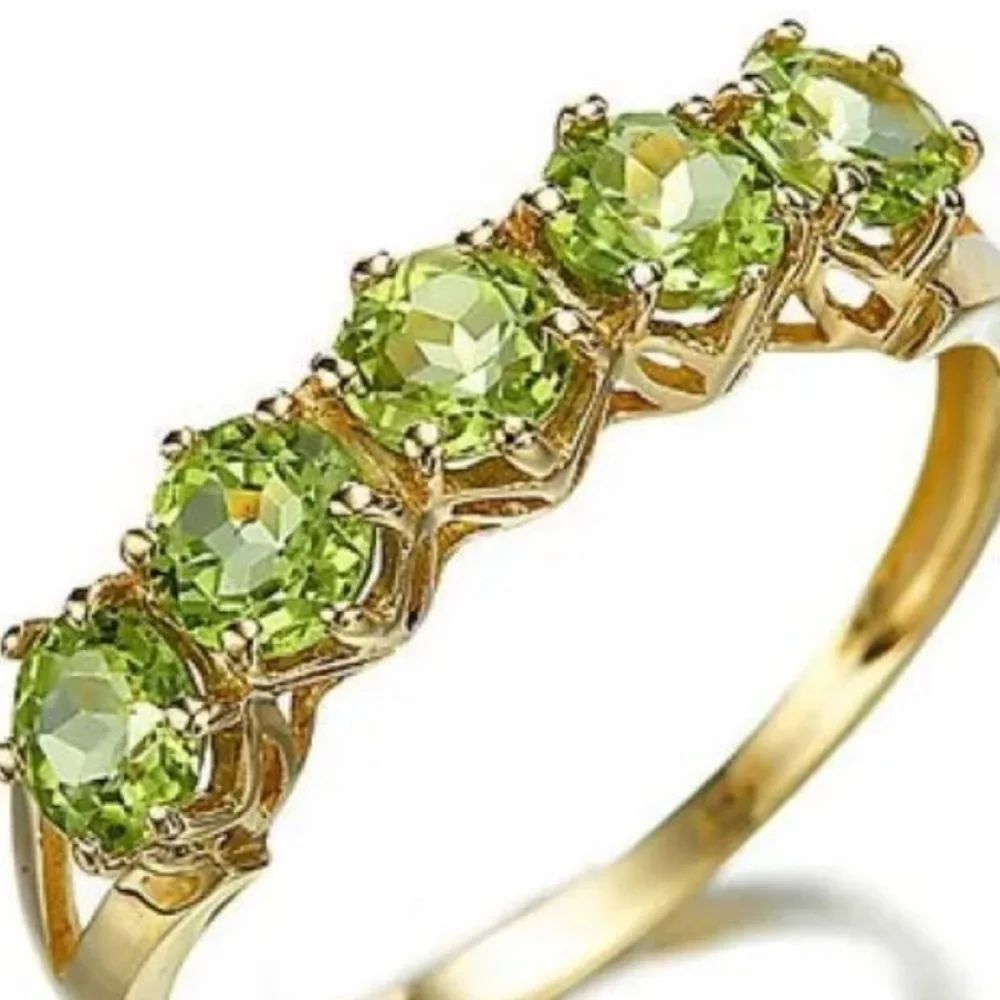New Woman’s 9ct Gold Plated S925 Sterling Silver .68ctw Peridot Luxury Band Ring